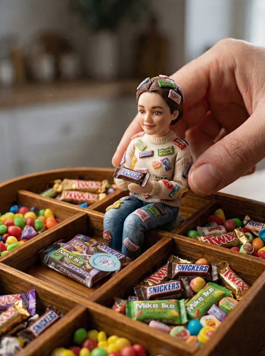 Surtido de dulces de Johanna's Candies en una bandeja de madera